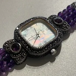 Ladies Croton Co Sinclair Watch Mother of Pearl Face Amethyst Marcasite Beads Croton | Accessories | Ladies Croton Co Sinclair Watch  main image 2
